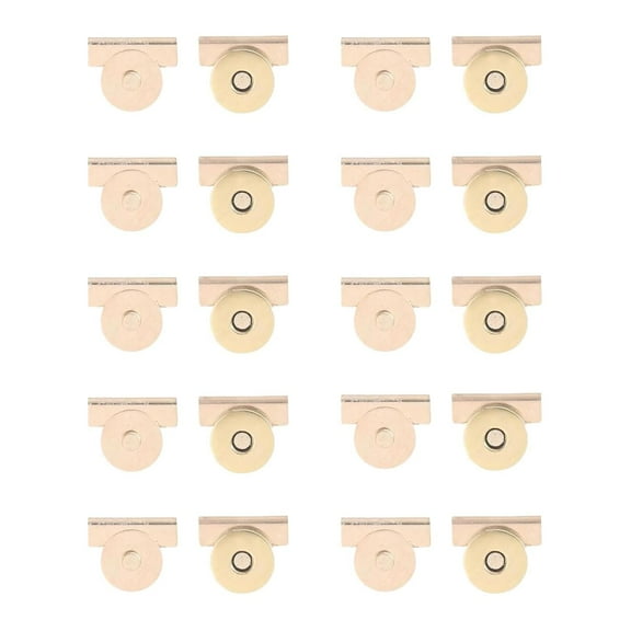 Seamless Magnetic Buckle Clasp, 10 Pair Multifunctional Seamless Snap Buttons Metal Buckle Clasp for Bags, Clothing and DIY Crafts Easy to Use Gold