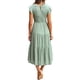 thumbnail image 4 of VISgogo Vestido de verano de color sólido para mujer, cuello redondo, manga corta con mosca, falda plisada en el pecho, falda para pastel VISgogo  moda, 4 of 5