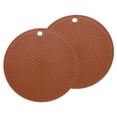 thumbnail image 1 of 2 Piezas de Alfombrillas de Silicona para Ollas y Sartenes Calientes, Soportes Redondos de 7" con Agujero para Colgar para Ollas y Platos Calientes (Café), 1 of 7