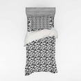 thumbnail image 1 of Retro Duvet Cover Set, Bold Pattern with Thick Brushstrokes and Thin Stripes Monochrome, Bedding Set with Shams and Fitted Sheet, 3 Sizes, by Ambesonne, 1 of 3