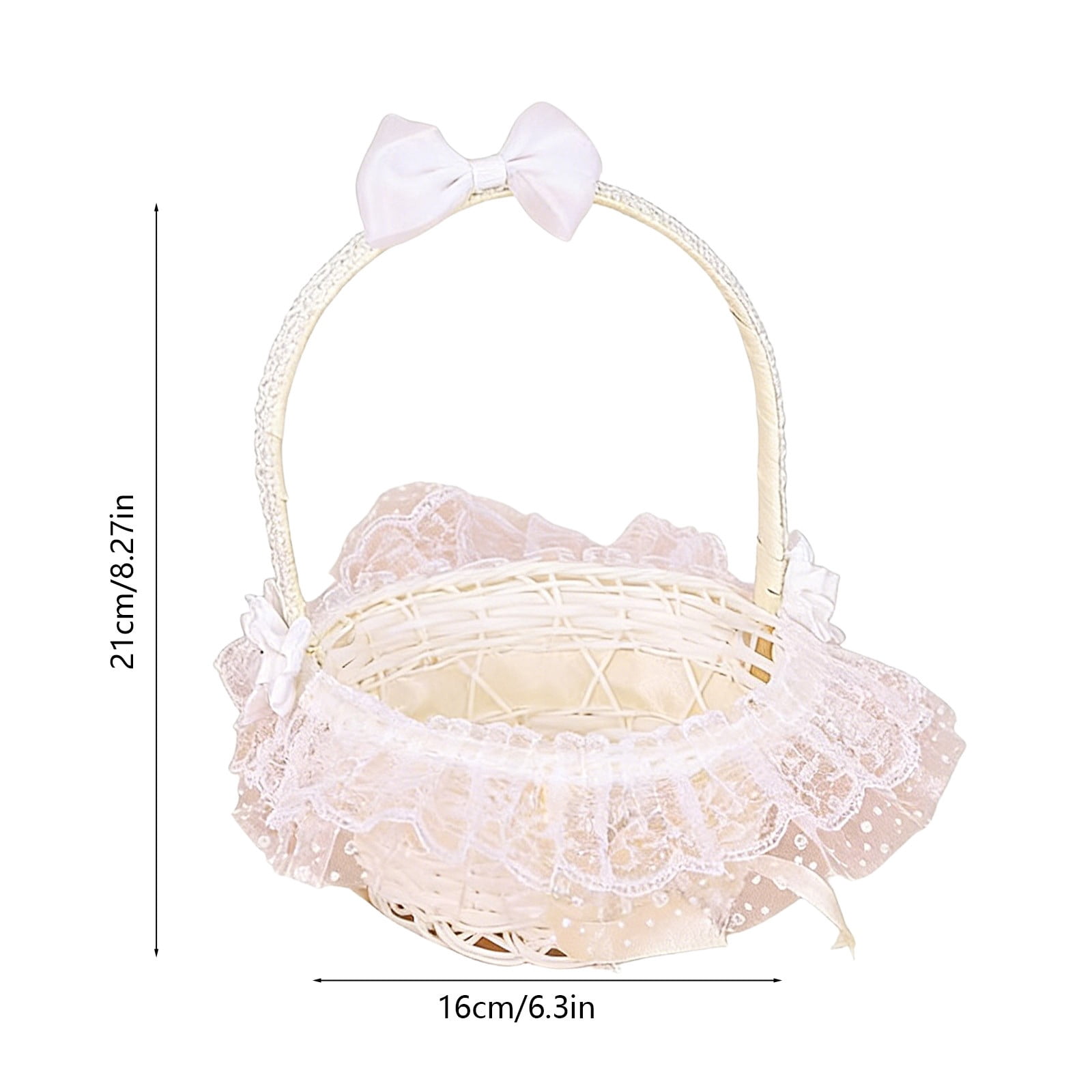 RuiJiao White Plastic Handheld Storage Basket with Floral Design, Lightweight Easter Decoration and Home Organization
