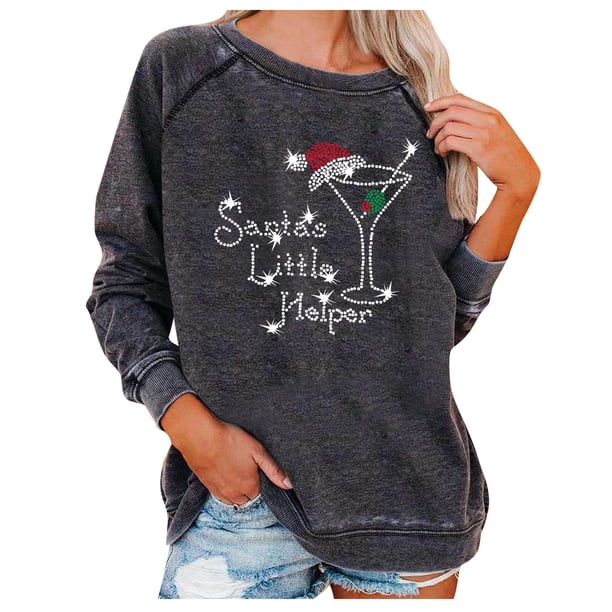 Camisas Navideñas Para Mujer, Camisetas de Manga Larga, Sudadera Estampada, Suéter, Camiseta Informal, Blusa Odeerbi ODB206662