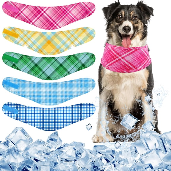 5 Pcs Dog Cooling Bandanas Dog Instant Cooling Neck Wraps Breathable Ice Scarf Pet Heat Relief Basic Collars for Small Medium Large Pet Hunting Training Camping Accessories for Summer