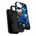 thumbnail image 3 of Blue Silver Heart Rose Decorative iPhone Case Luxury Valentines Day Gift Compatible with iPhone 11/12/13/14/15/16 (Pro Max/Plus), 3 of 9
