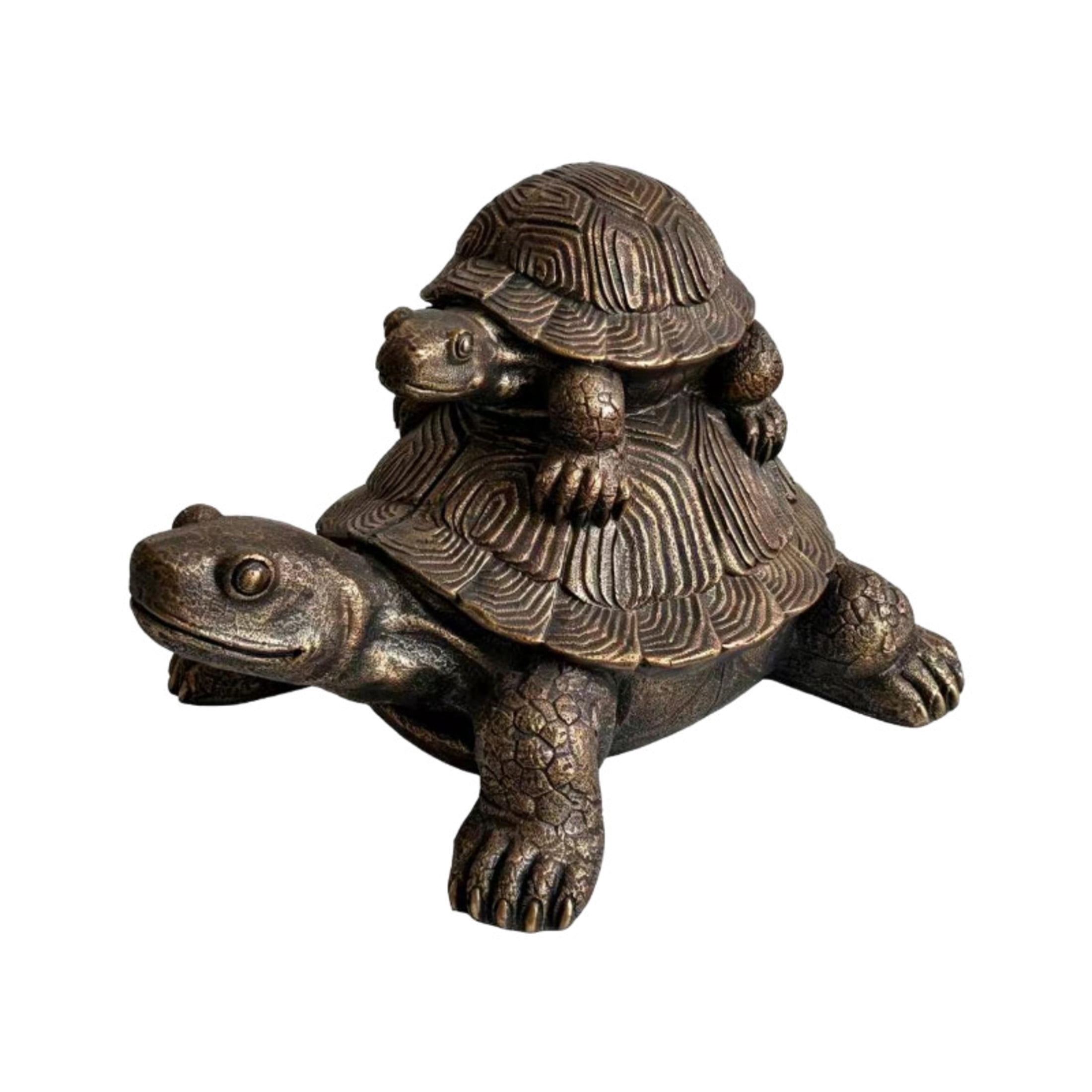 GDF Studio Stacked Turtle Resin Indoor/Outdoor Guardian Statue, Weather-Resistant Decor Figurine for Garden & Courtyard