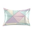 thumbnail image 7 of Yayeee Pillowcase Standard Size Set of 2 Satin Wrinkle Resistant Pillow Case, Purple Geometric, 7 of 7