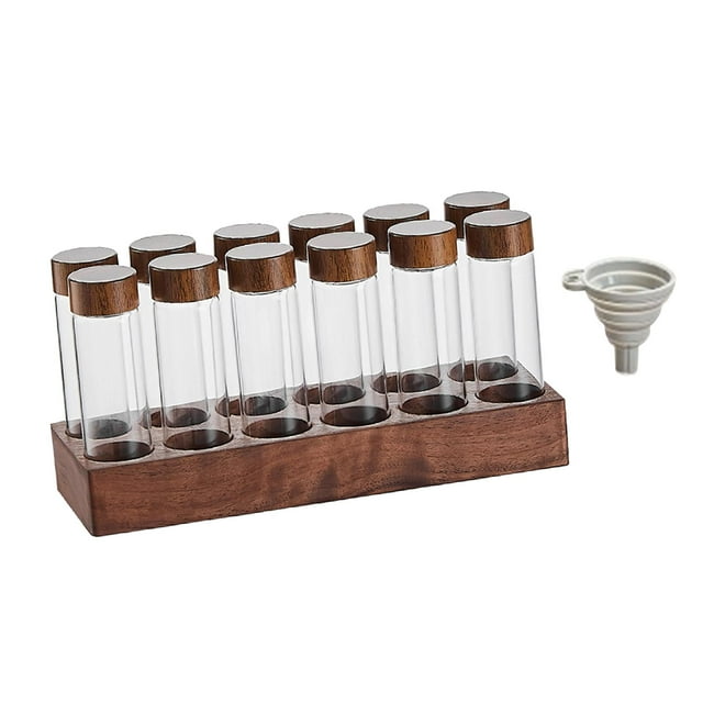 Tubos de café en grano, botella de tubo de café en grano, soporte de madera y embudo, granos de café 22g