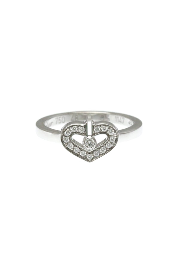 Pre-Owned Cartier C Heart Ring White Gold (18K) Fashion Diamond Band Ring Silver (Good)