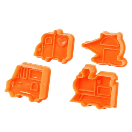 Unique Bargains Orange Plastic Cake Shaping Cutter Cookie Pastry Stamping Mold Plunger 4 Pcs