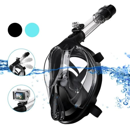 Full Mask Diving Diving Mask, 180° Full Face Snorkel Diving Mask Easy Breath Snorkeling Mask with Camera Mount , Anti-Fog, Hypoallergenic for Adult Kids ()