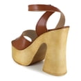 thumbnail image 3 of YDN Women's Open Toe Platform Sandals Wooden Block High Heels with Adjustable Ankle Buckle Strap Daily Casual Outfit Party Shoes Size 7 Brown, 3 of 4