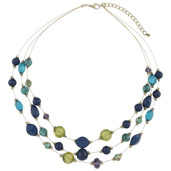 BOCAR 3 Layers Illusion Wire Beaded Statement 19.5" Necklace for Women(N0005)