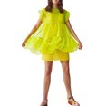 thumbnail image 1 of Sunloudy Vestido Corto Femenino, Color Sólido Cuello Redondo Manga Volante Con Volantes Traje De Verano Suelto De Una Pieza, S/M/L Sunloudy  moda, 1 of 6