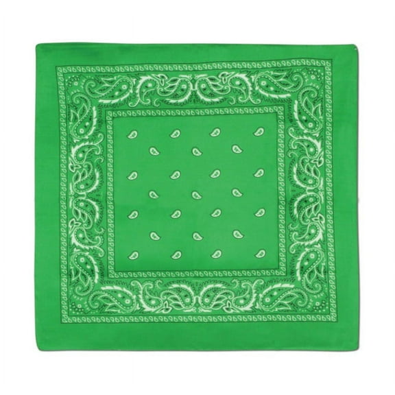 Beistle Club Pack of 12 Green and White Western Paisley Bandana Costume Accessories 22"
