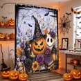 thumbnail image 4 of Shower Curtains for Bathroom-36"x72",Halloween Scary Pumpkin Flower Waterproof Bath Curtain Grommet Shower Curtain Set with Hooks, 4 of 9