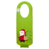 OEFNTAC Decorations Christmas Red Wine Bag Felt Handle Bottle Cover Holiday Party Gift Desktop Door Handle Ornament Santa Snowman Elk 15.74x5.51in Christmas Door Decorations