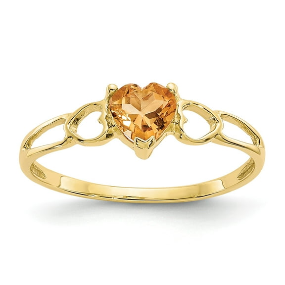 10k Polished Geniune Citrine Birthstone Ring in 10k Yellow Gold - Size 6