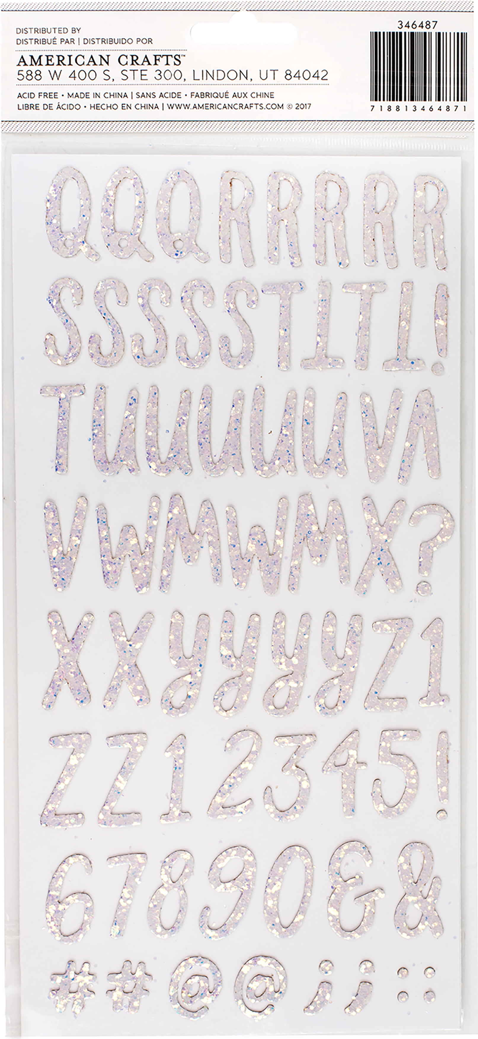 (5 pack) Dear Lizzy Stay Colorful Thickers Stickers 5.5"X11" 2/Pkg-Bonjour Alpha/Multi Glittered Chipboard