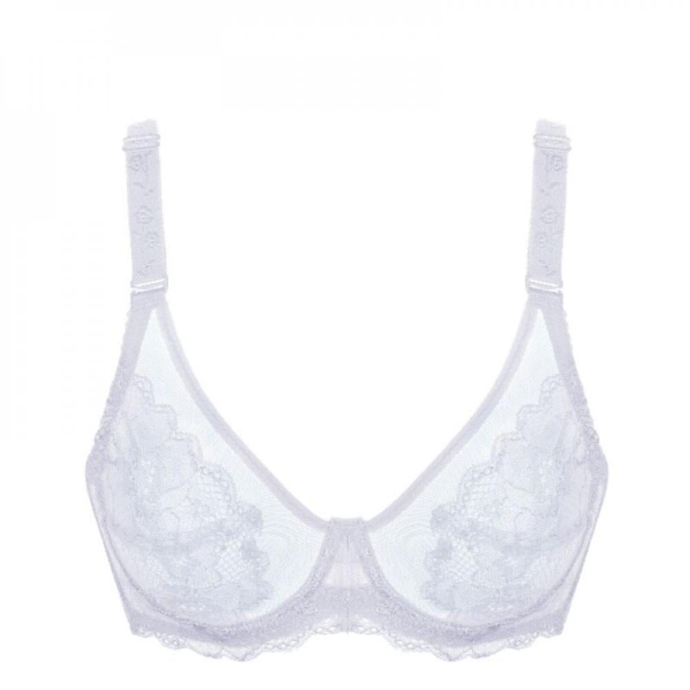 Ultra Thin Lace Embroidery Transparent Bra Soft Underwired Push Up  Breathable Casual Bralette
