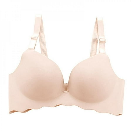 

Clearance! Charming No Steel Ring Gathered Bra Solid Color Smooth Wavy Side 3/4 Cup Lingerie
