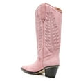 thumbnail image 4 of FSJ Women Retro Western Cowboy Knee High Boots Wide Calf Cowgirl Boots Pointed Toe Low Stacked Heel Pull On Tall Boot Shoes Size 4 Pink, 4 of 4