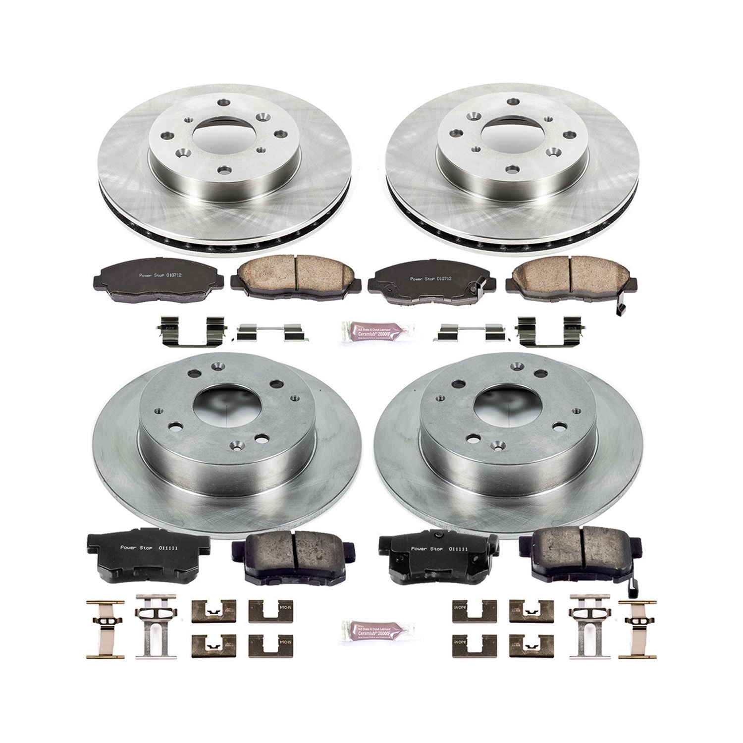 Power Stop Front and Rear Stock Replacement Brake Pad and Rotor Kit KOE1240