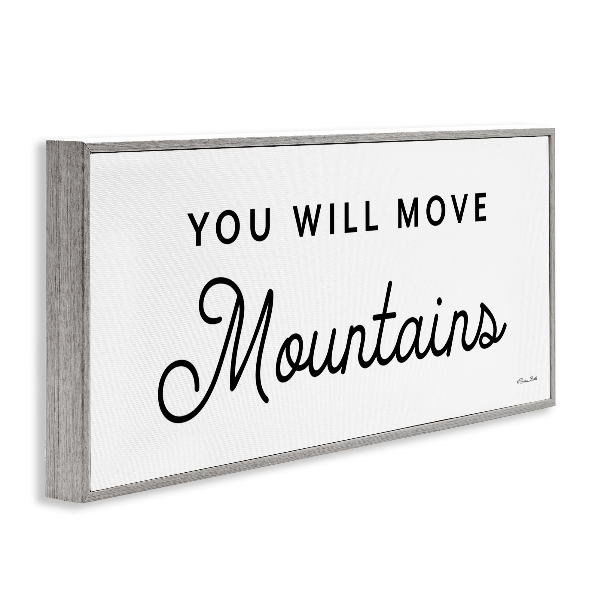 Stupell Industries You Will Move Mountains Typography Painting Gray Framed Art Print Wall Art, 30 x 13