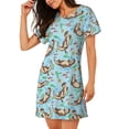 thumbnail image 2 of Balery Cute Otters Pattern Womens Short Sleeve Sleepshirt Scoopneck Cute Nightdress Comfy Nightgown Loungewear Dress, 2 of 6