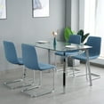 thumbnail image 4 of Modern/Simple Dining Chairs with Sliver Metal Base Set of 4 Blue, 4 of 5