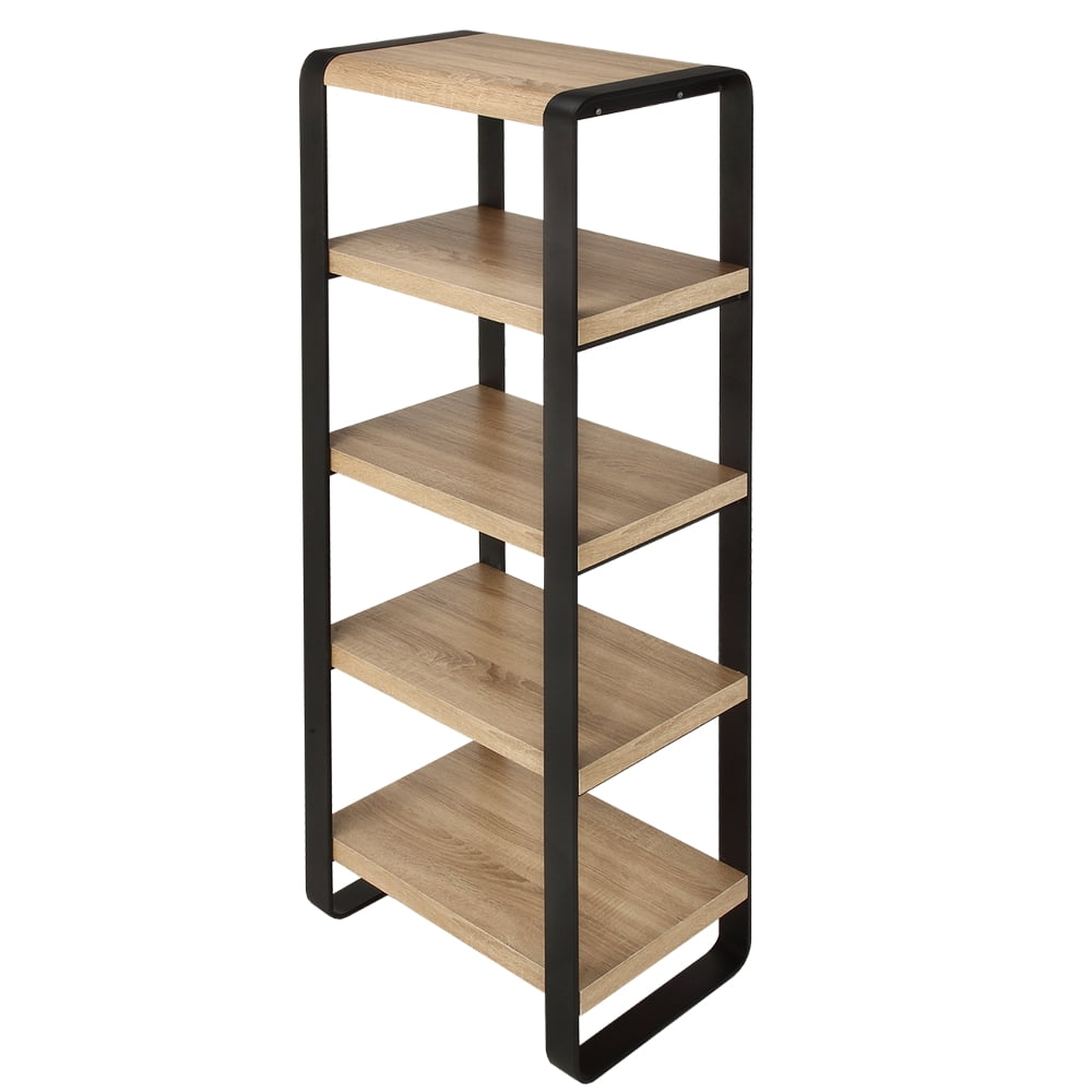Homegear Furniture 5Tier Freestand Iron Bookcase with 5 OakFinished
