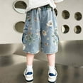 thumbnail image 5 of CAIXIA Boys Jeans Shorts Wide Leg Baggy Jeans Shorts Straight Wide Leg Boys Denim Shorts Knee Length Ripped High Waist Jorts Y2k Trendy Boyfriend School Bermuda Shorts Streetwear Youth Kids, 5 of 6