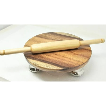 

Tabakh Manual Wooden Roti Chapati Flatbread Tortilla Presser Maker with Rolling Pin 10-Inch