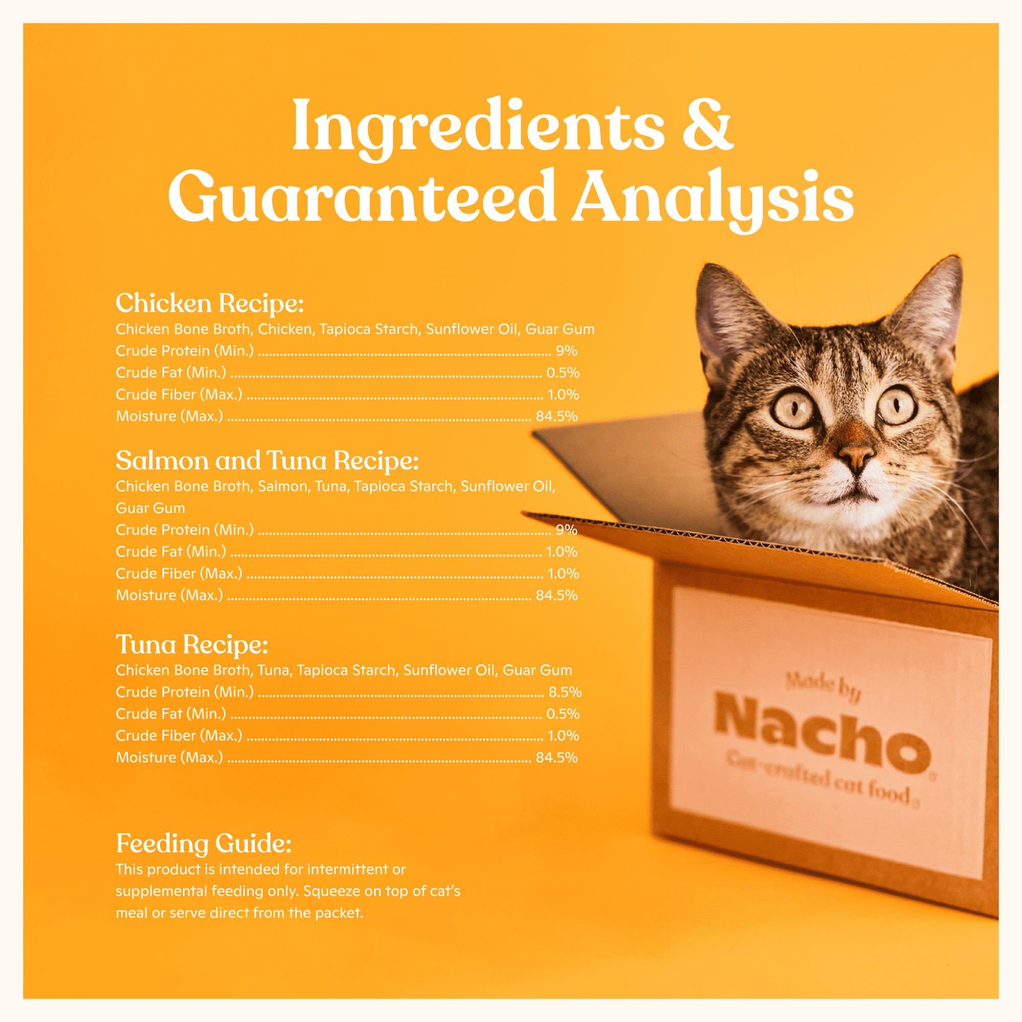 (4 pack) Made by Nacho Lickable Cat Treats, Mousse Tubes with Bone Broth Variety Pack, Chicken, Tuna, Salmon and Tuna, No Grains, Corn, Wheat or Soy, 12 Count, 0.5oz Each