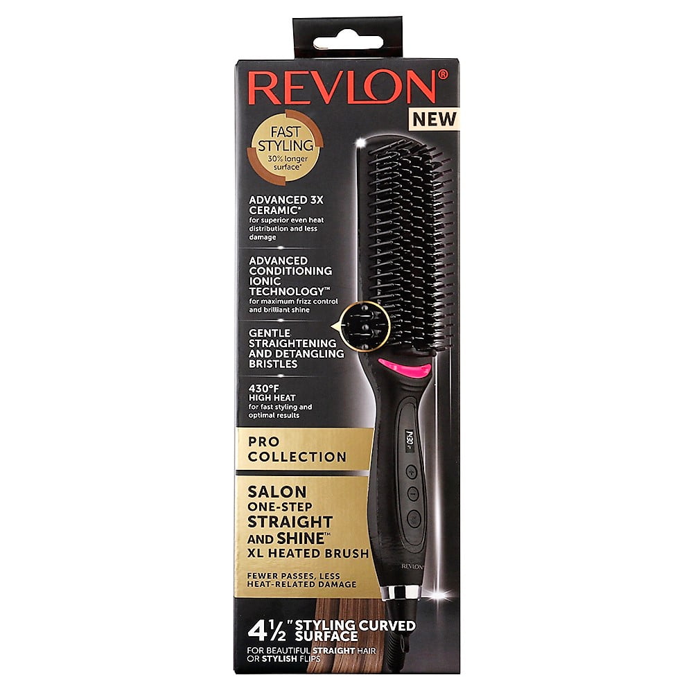 Revlon Xl Hair Straightening Brush Heated Styling Brush Black