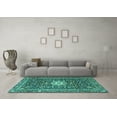 thumbnail image 3 of Ahgly Company Machine Washable Indoor Square Persian Turquoise Blue Traditional Area Rugs, 7' Square, 3 of 4