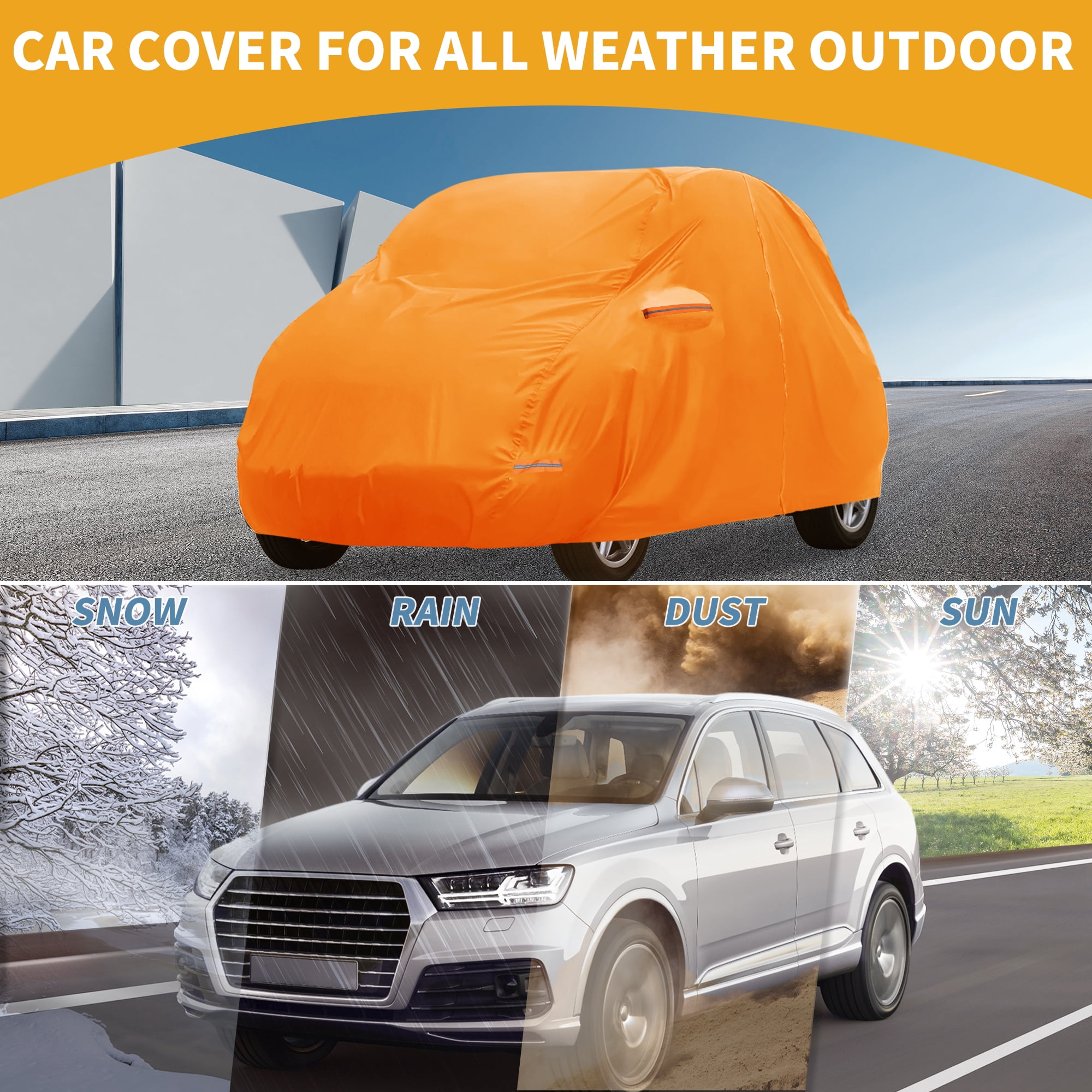 Unique Bargains Car Cover for Smart Fortwo 2007-2019 Aluminum Film with Left Zipper