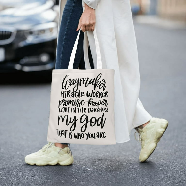 VIVACITE Christian Tote Bags for Women Vintage Canvas Tote Bag for Women Bible Tote Bags for Women Christian Gifts for Women Faith Bible Carrier Church Bags for Women with Christian Art 26