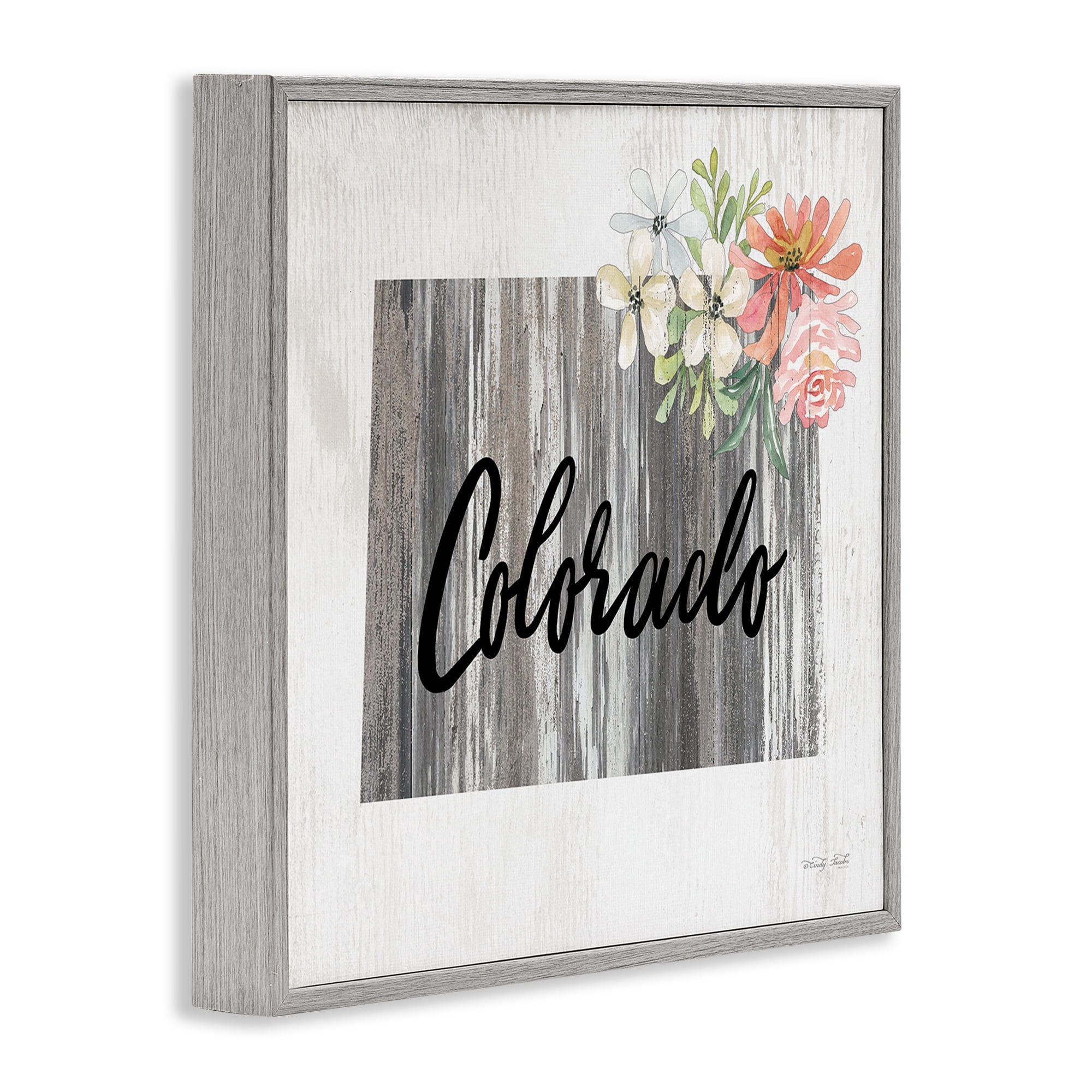 Stupell Industries Shabby Chic Colorado Botanical & Floral Painting Gray Framed Art Print Wall Art, 17 x 17