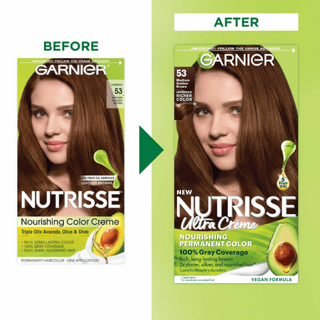 Garnier Nutrisse Nourishing Hair Color Creme, 53 Medium Golden Brown Chestnut