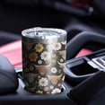 thumbnail image 4 of 30oz Black Highland Cow Flower Pattern Tumblers Stainless Steel Tumbler with Lid and Straw,Vacuum Insulated Double Wall Travel Tumbler Cups Mug with Cleaning Brush for Coffee,Tea, 4 of 7