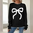thumbnail image 5 of ZHYou No Boundaries Womens Christmas Sweaters,Cute Bow Print,Long Sleeve Oversized Soft Warm Pullover Tops,Black,Size M, 5 of 9