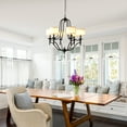 thumbnail image 4 of Cusp Barn 30" Modern Elegant Fabric Lamp Shade Metal Chandelier with Height Adjustable Chain, 4 of 9