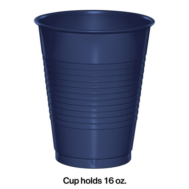 Navy Blue 16 oz Plastic Cups for 20 Guests 