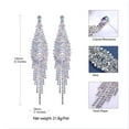 thumbnail image 7 of Silvora Rhinestone Mesh Tassel Earrings for Women Iridescent Crystal Chandelier Long Fringe Dangle Drop Earrings for Daughter Girlfriend Wife Prom Wedding Evening Party, 7 of 7