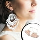 thumbnail image 3 of Pendientes de araña Qarigey estilo bohemio Retro abanico borla colgante aro para playa mujeres niñas boda par rosa, 3 of 6