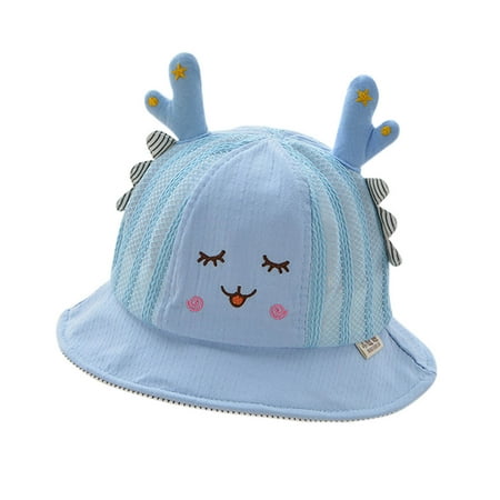 

nsendm Baby Baseball Hats 12-18 Months Deer Baby Sunscreen Infant Bucket Girls Boys 3D Cap Cap Baby Boy Mitten Set Blue One Size