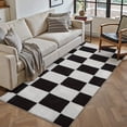 thumbnail image 2 of PureCozy 2'x6' Runner Rugs for Hallway Entrance Bedroom Entryway Kitchen Modern Soft Shag Non Slip Checkered Washable Runner Rug, Black & White, 2 of 5