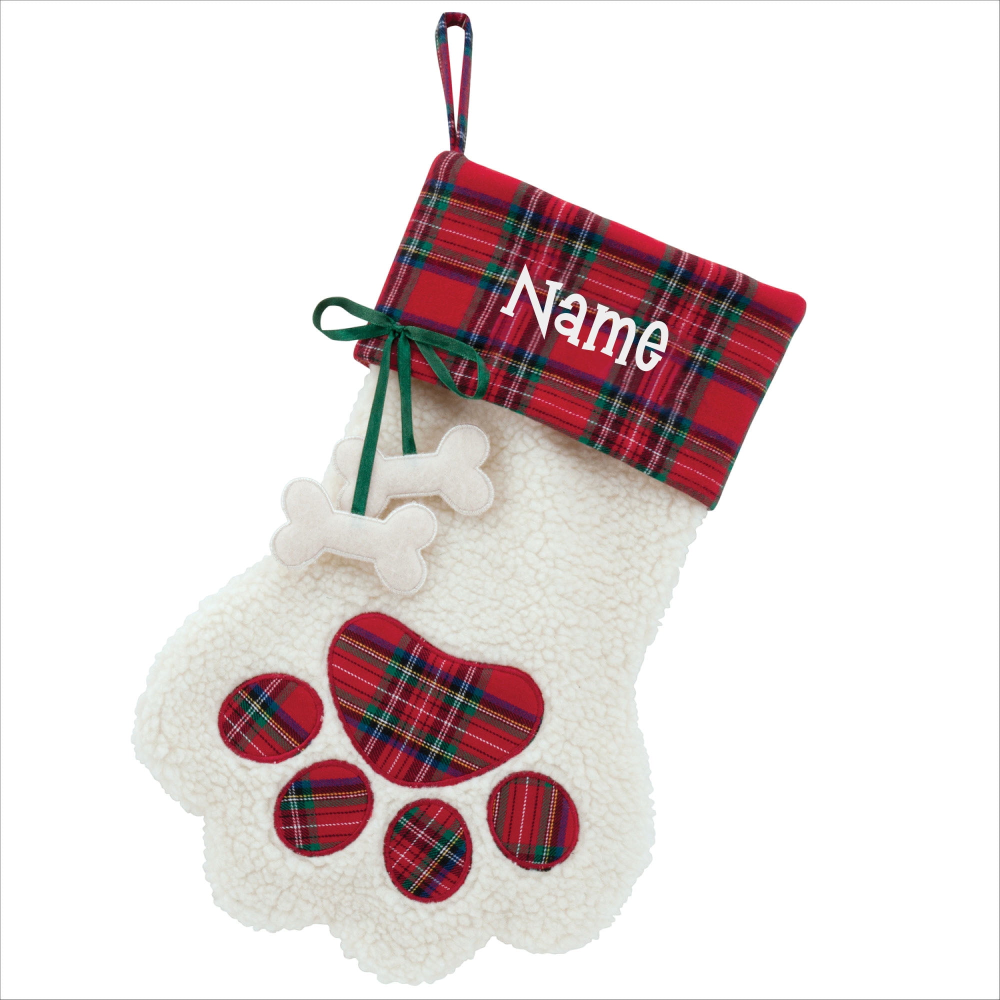 Personalized Dog Paw, Cat Paw and Snowflake Christmas Stockings
