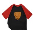 thumbnail image 2 of Boy's and Girl's 3/4 Sleeve Baseball Shirts Loose Fit Raglan Tshirt Summer Casual Round Neck Shirt Kids Colorblock Graphic Tee, 2 of 4