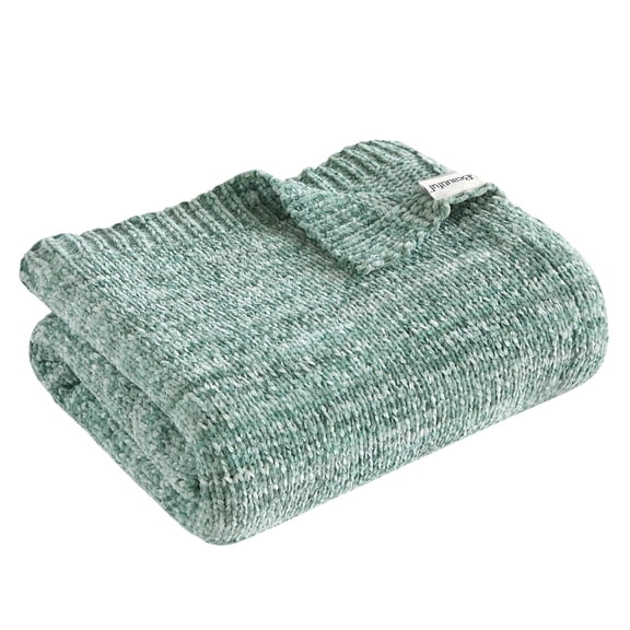Beautiful 50"x 72" Green Melange Chenille Throw by Drew Barrymore